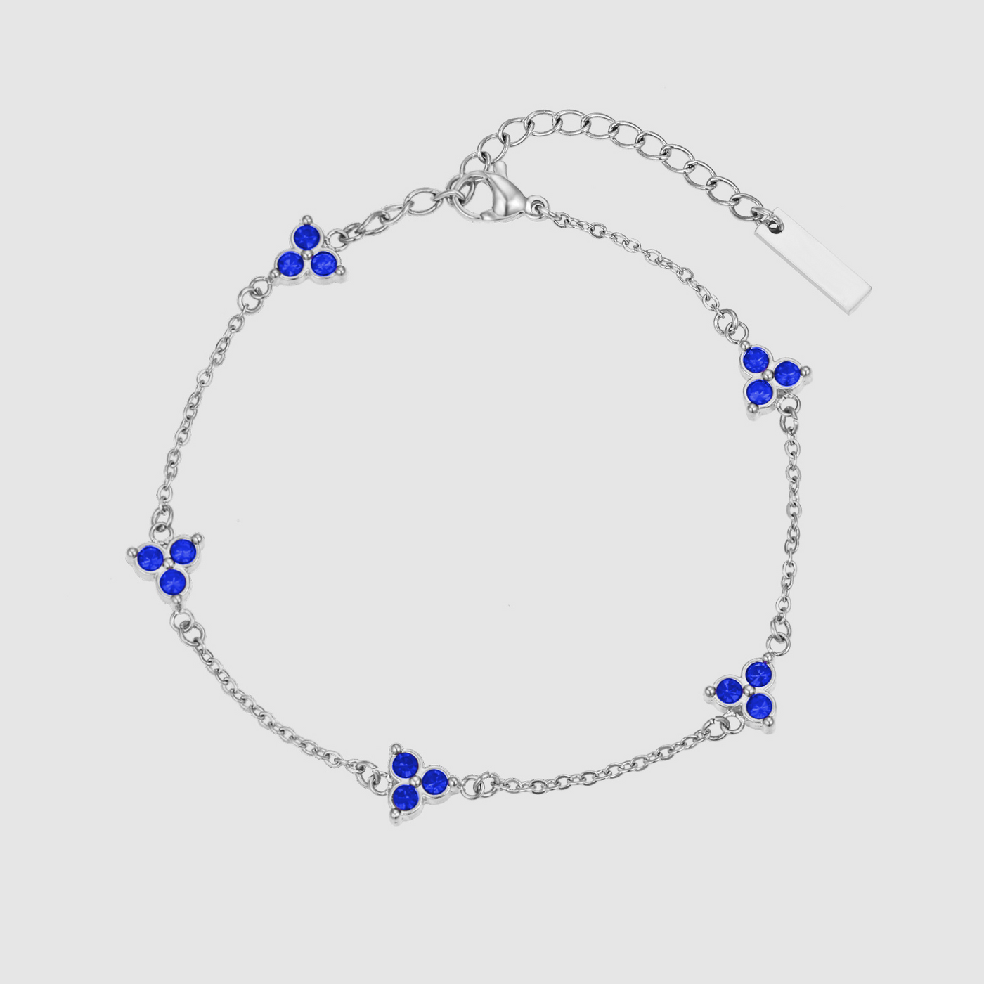 Blue Clover Bracelet (Silver)