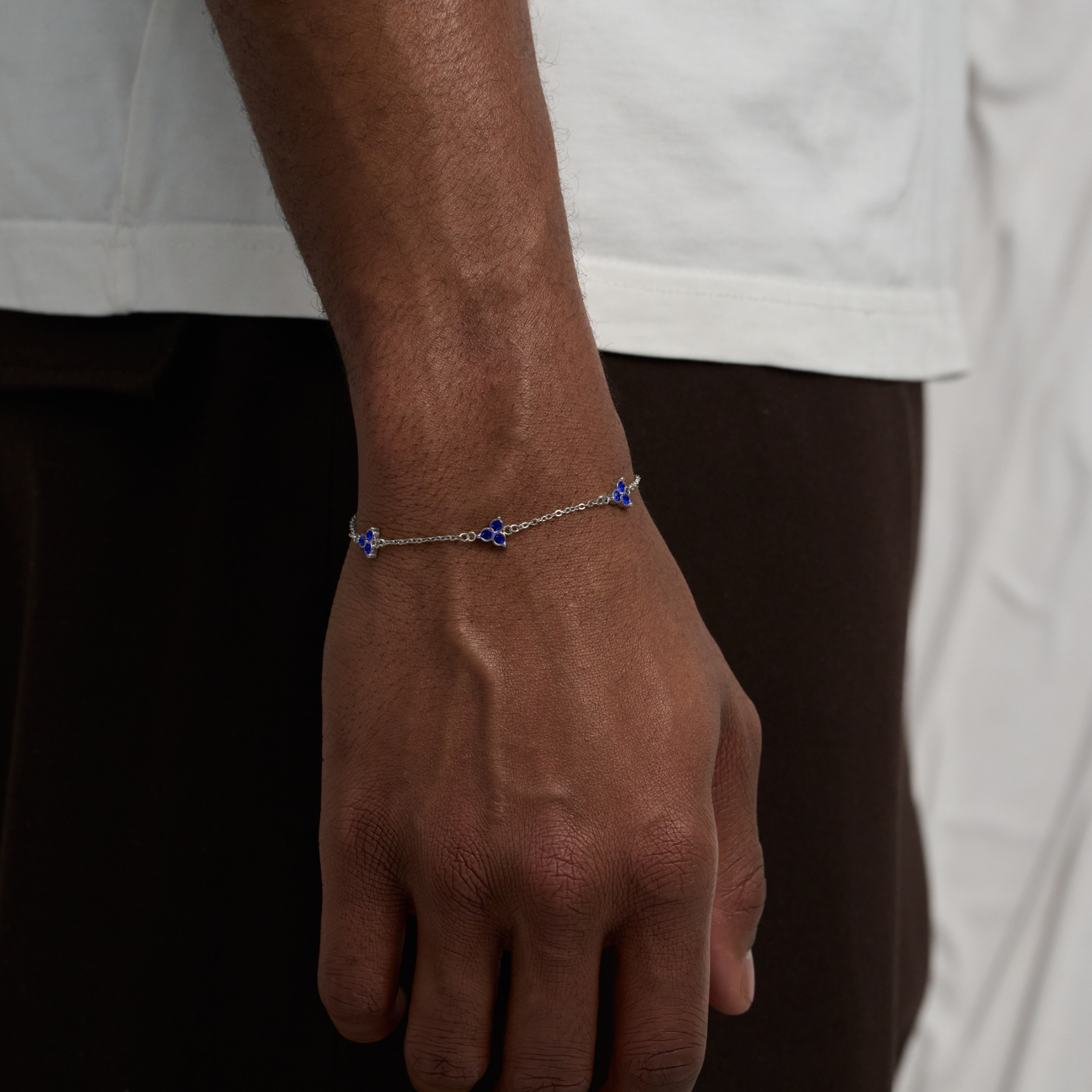 Blue Clover Bracelet (Silver)