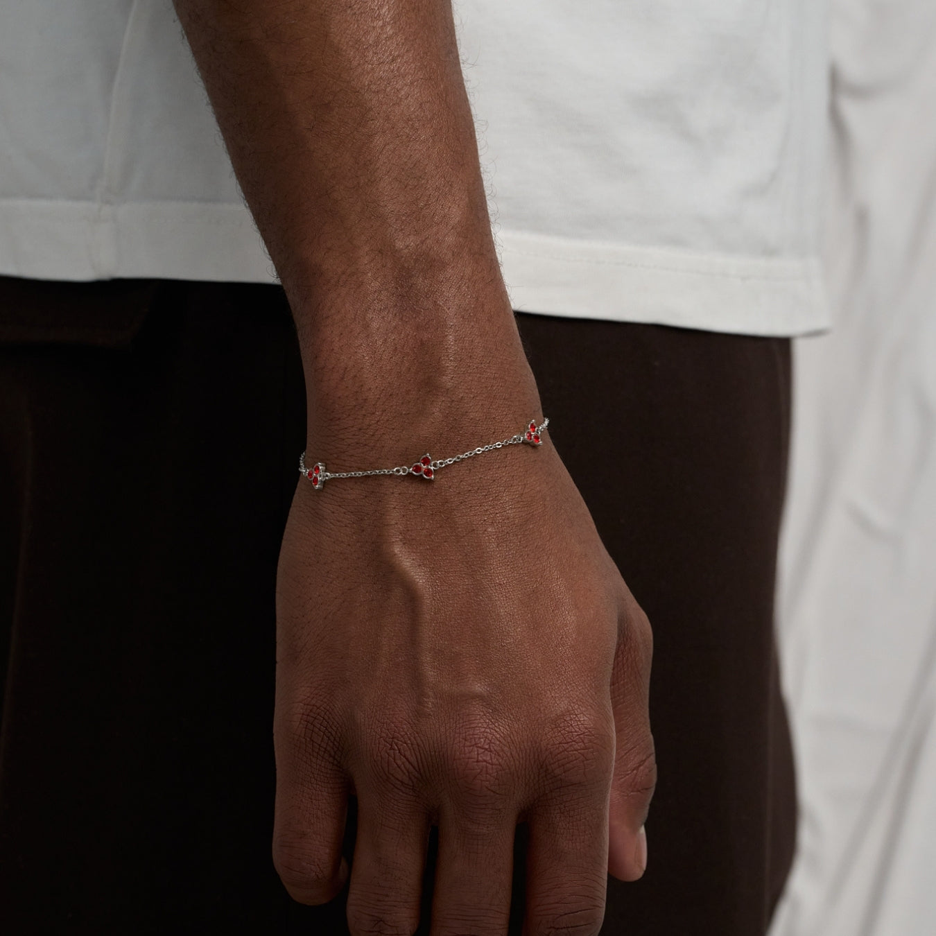 Red Clover Bracelet (Silver)